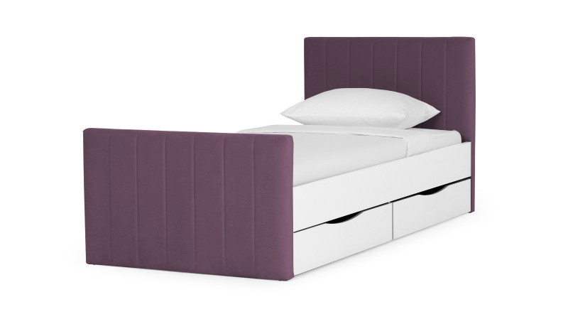 Кровать подростковая Olly, цвет: Белый базовый, Тк. Sky Velvet 10 90x200 — Мебель-центр Озерцо