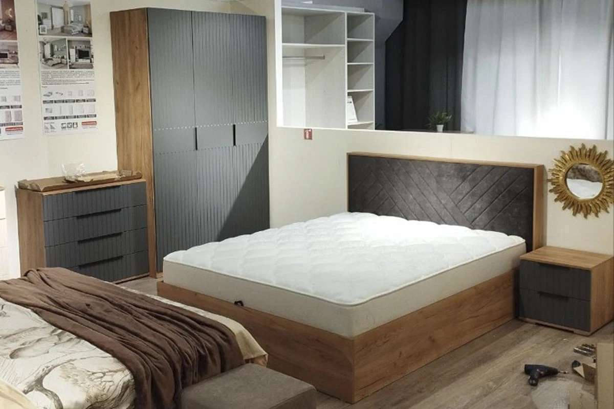 Шкаф для одежды Хилтон (Дуб Крафт золотой/Графит матовый) в мебель-центре Озерцо