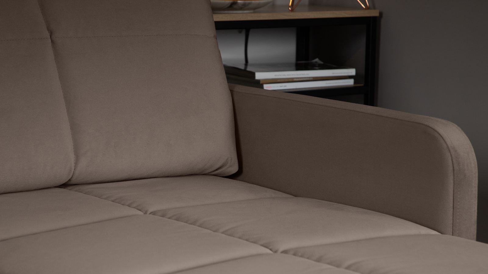 Диван угловой Domo Pro с узкими подлокотниками, стежка квадрат, ткань Sky Velvet 02 180x216 — купить в Озерце
