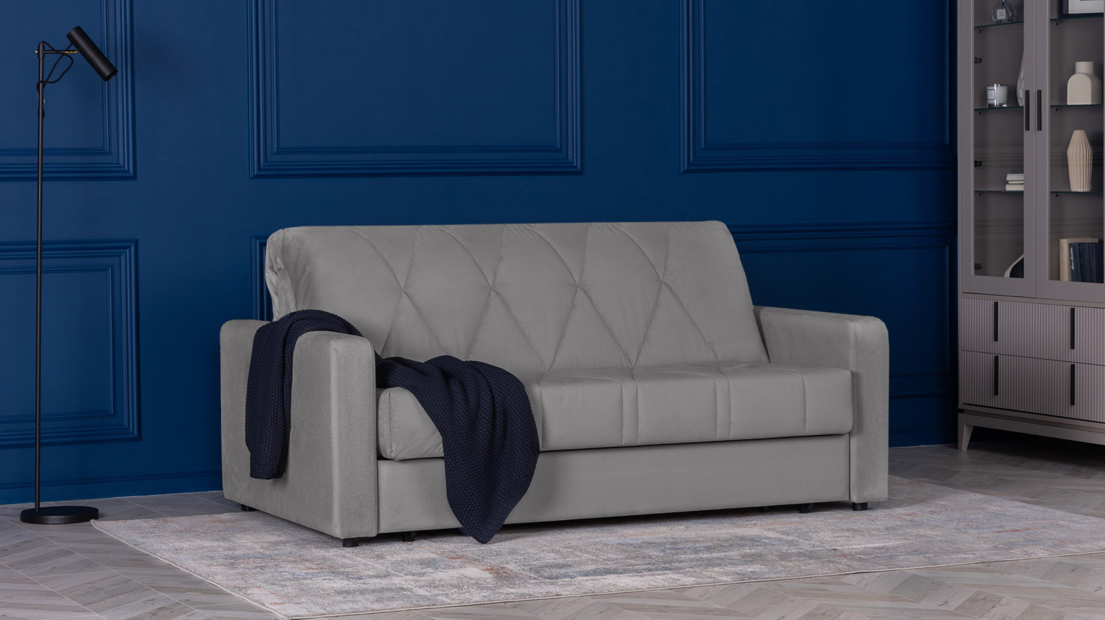 Диван - кровать Domo Pro стежка ромб, ткань Sky Velvet 08 160x216 — в мебель-центре Озерцо
