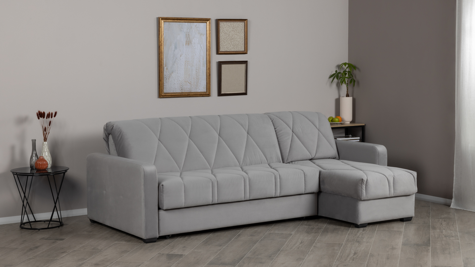 Диван угловой Domo Pro стежка ромб, ткань Sky Velvet 08 180x216 — купить в Озерце