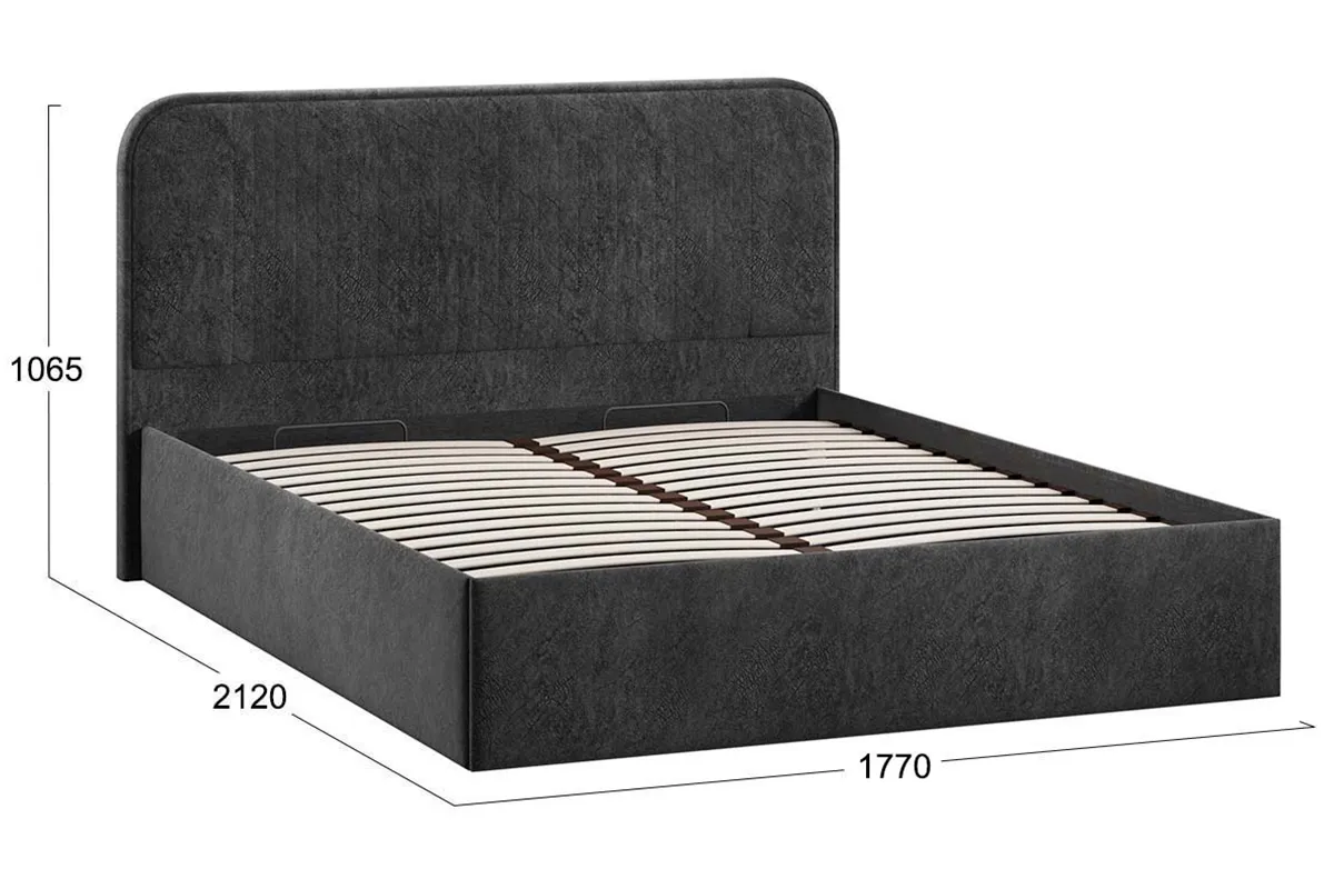 Кровать Тиффани Тип 1 с ПМ и заглушиной 160х200 (Микровелюр/Wellmart Graphite) - купить в Озерце