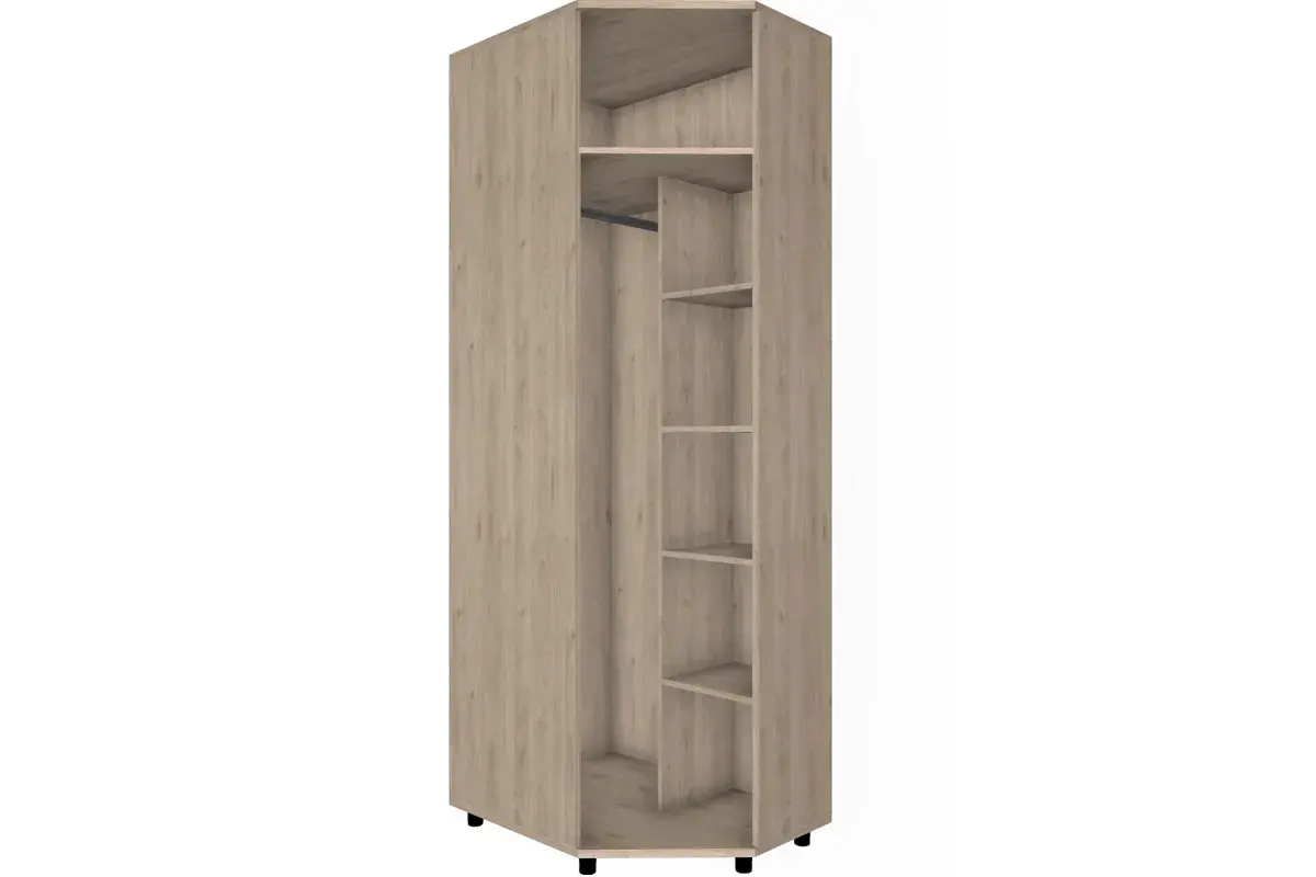 Шкаф угловой для одежды и белья ШК-5018-ГС-БГ (Гикори Джексон Светлый/Белый Бриллиант Глянцевый) в мебель-центре Озерцо