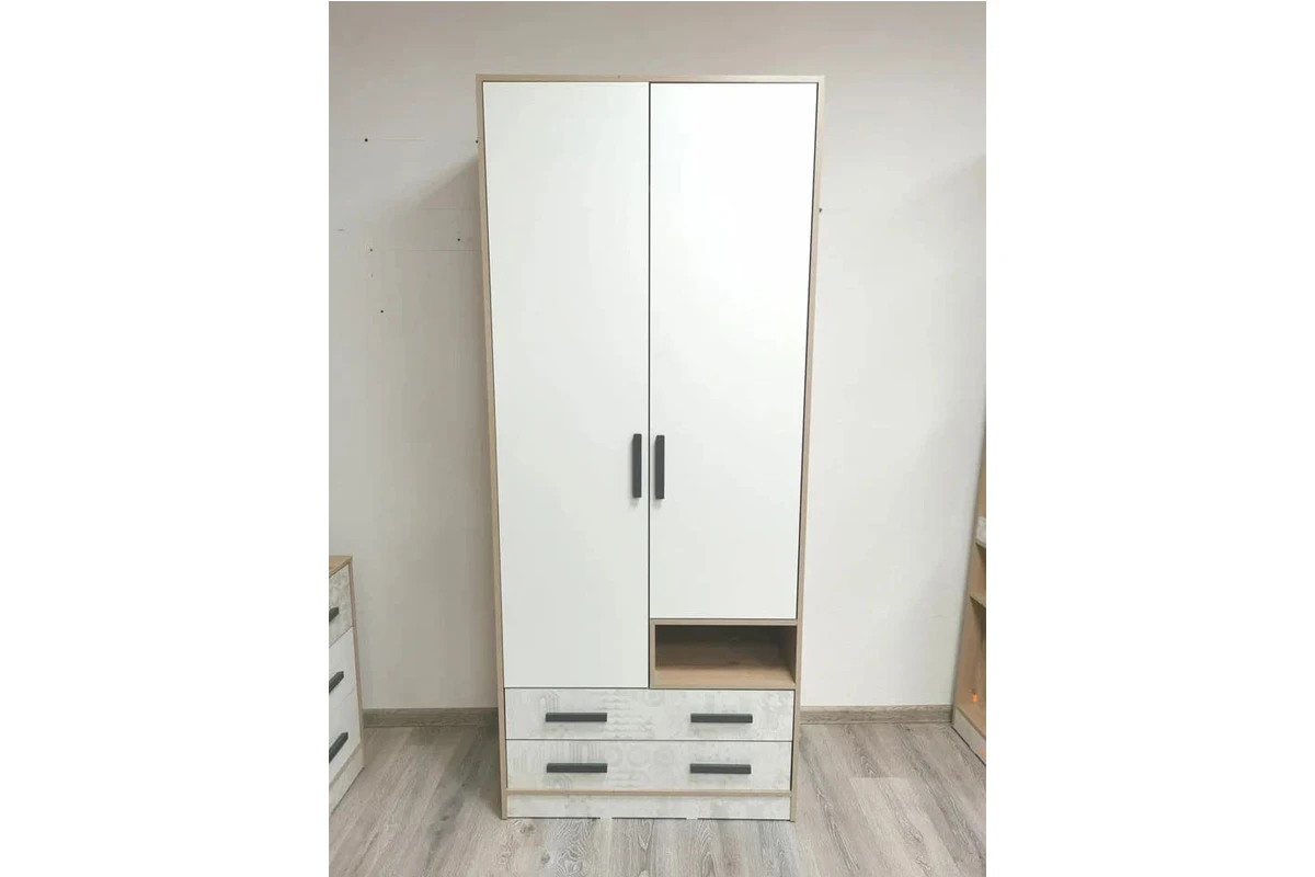 Шкаф двухдверный Алиса Мод. 9 (Гикори Джексон/Спринт/Белый) в мебель-центре Озерцо