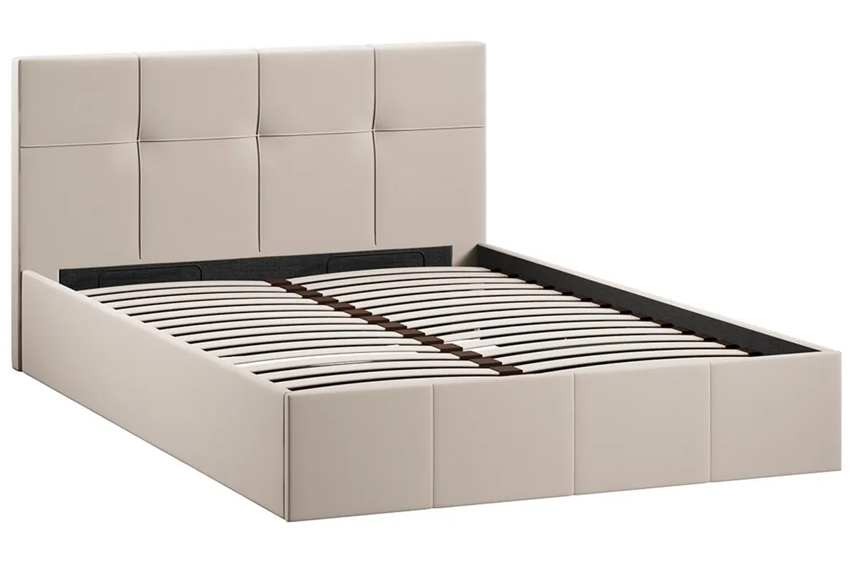 Кровать Лора с ПМ и заглушиной 140х200 (Велюр/Confetti Cream) - купить в Озерце