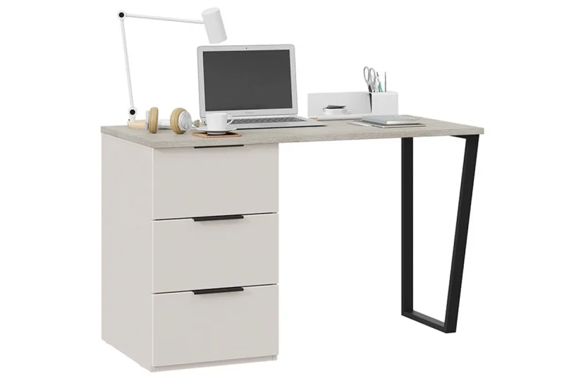 Стол письменный с тумбой Порто СМ-393.15.011 (Кашемир матовый / Баттл рок / Кашемир сатин) — Мебель-центр Озерцо