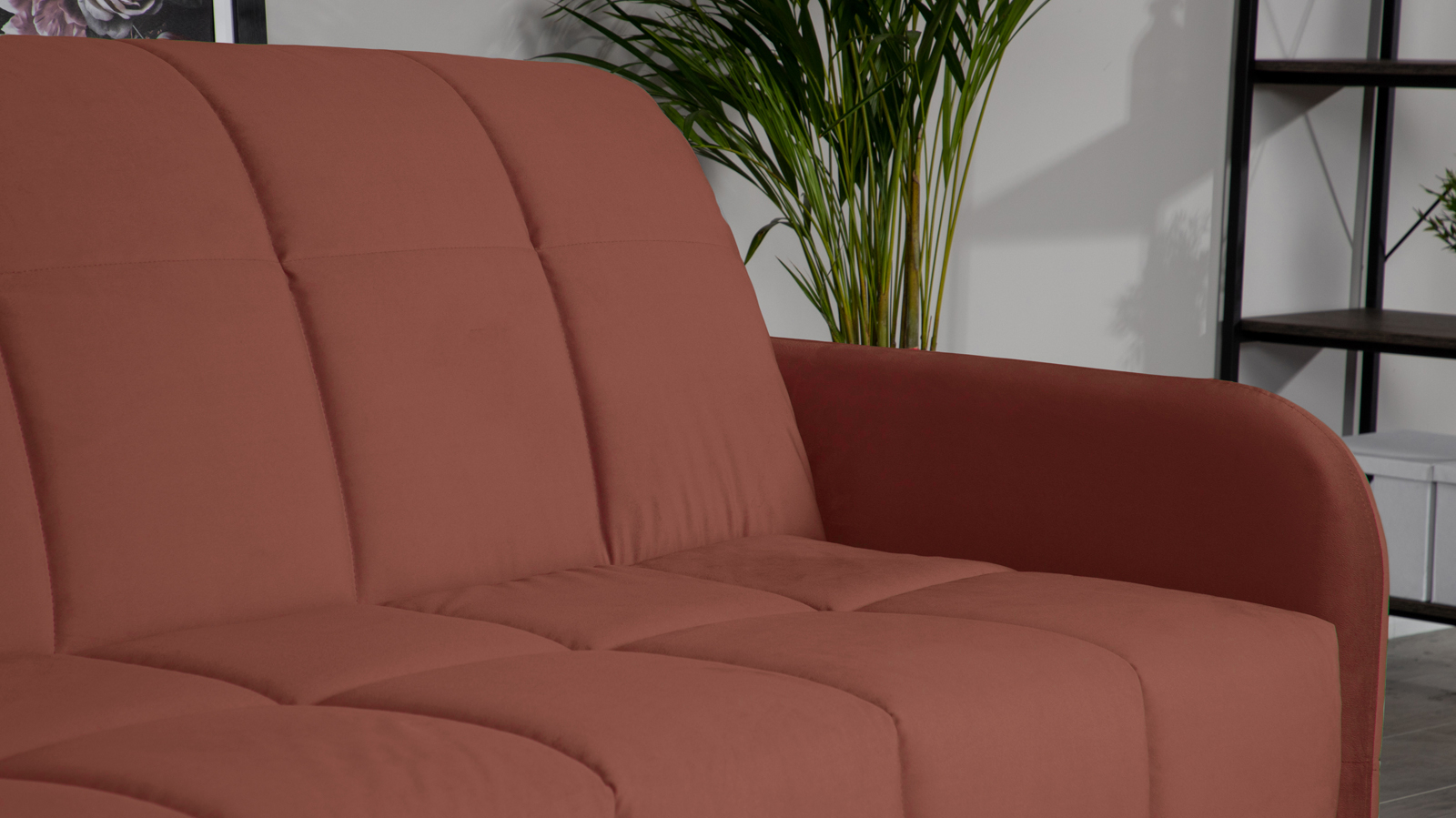 Диван - кровать Domo Pro с мягкими подлокотниками, стежка квадрат, ткань Casanova Marsala 160x216 — в мебель-центре Озерцо