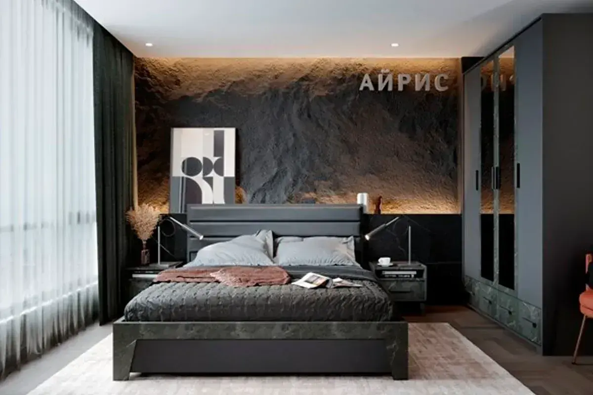 Кровать Айрис 307 Люкс без орт. основания 160х200 (Антрацит / Креатель) - купить в Озерце