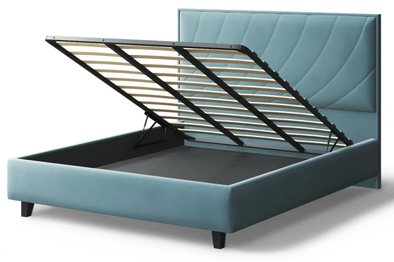 Кровать на опоре София с ПМ и бельев. ящ 160х200 (Нео 22/Бирюза) - купить в Озерце