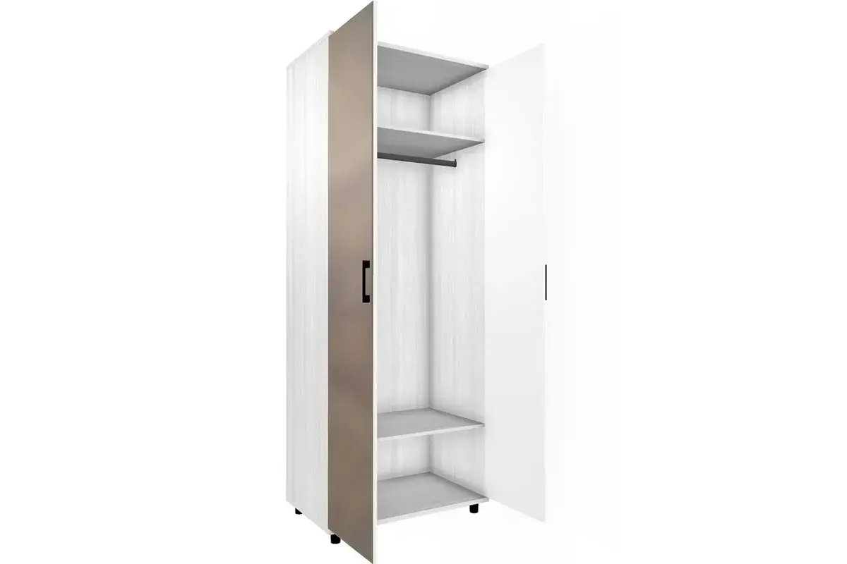 Шкаф для одежды и белья ШК-5004-СЯ-БГ (Снежный Ясень/Белый Бриллиант Глянцевый) в мебель-центре Озерцо