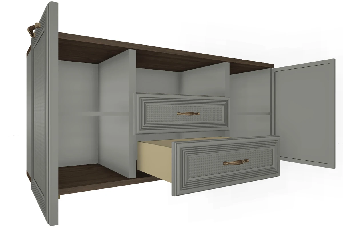 Тумба ТБ-1022-ГТ-СО (Гикори Джексон Темный/Серый Оникс) — Мебель-центр Озерцо