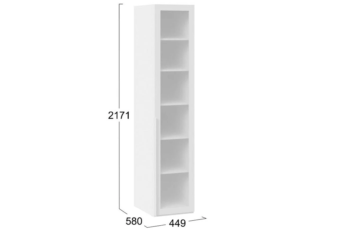 Шкаф для белья Порто СМ-393.07.008 (580) с 1 дверью со стеклом (Белый Жемчуг/Стекло сатин белое) в мебель-центре Озерцо