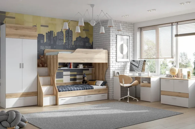 Детская Геометрия №2 (Белый/Делано светлый) — Мебель-центр Озерцо