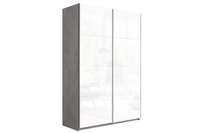 Шкаф-купе Траст 2.140.70-15.15 (Бетон, 2 Стекла Белый глянец) в мебель-центре Озерцо