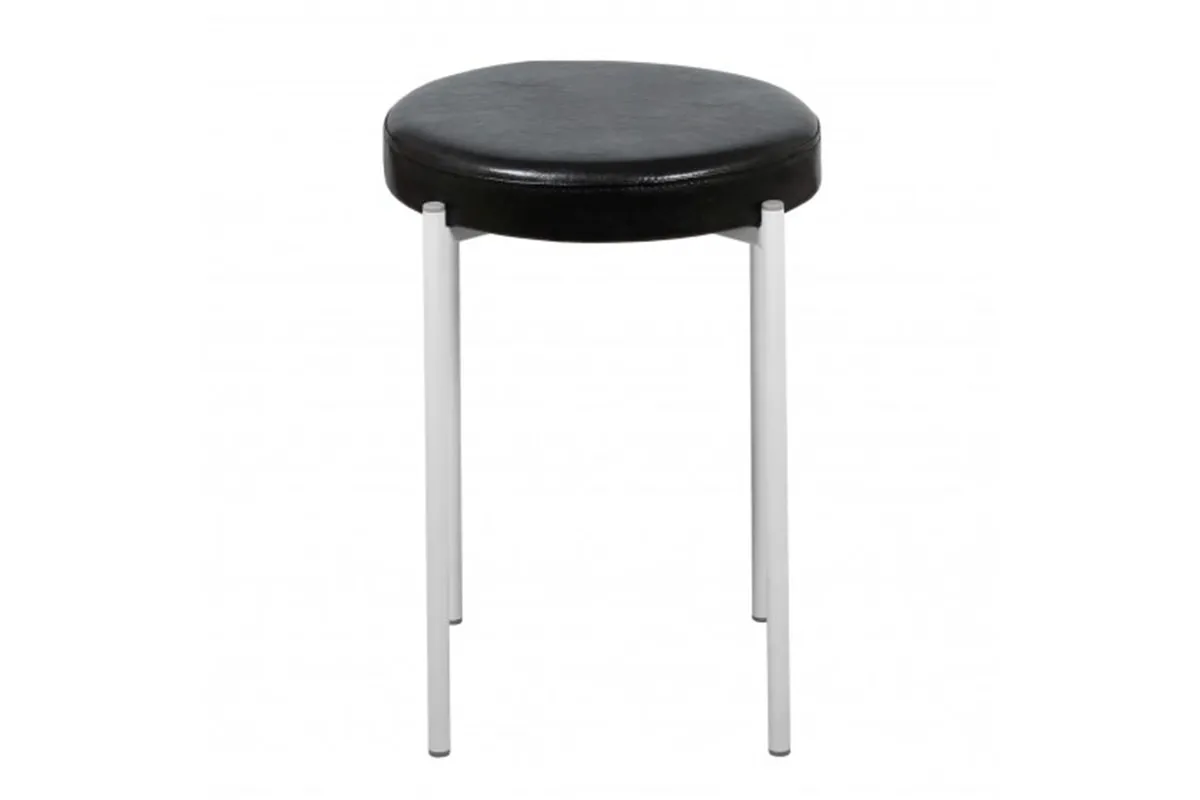 Табурет Дора каркас белый, экокожа (Аттика 9 черный) СРП-006 - купить в Озерце