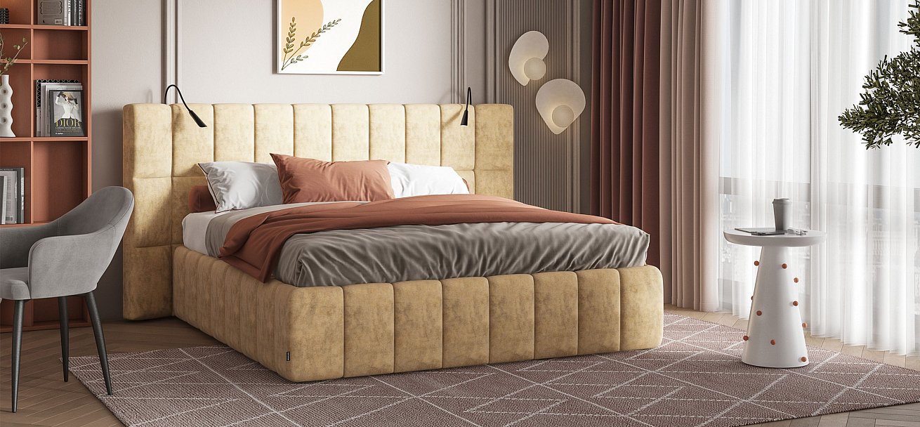 Босс ХО Кровать 180*200 Велюр Роял шампань - купить в Озерце