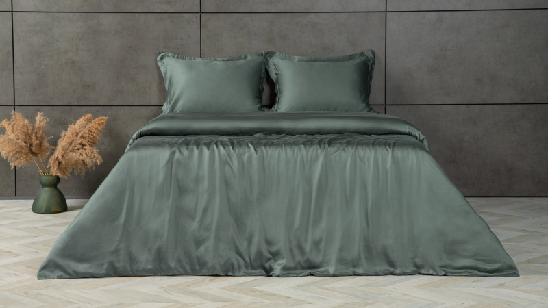Постельное белье Comfort Solid Tencel, цвет: Зеленый чай (евро) 200x220, без простыни в мебель-центре Озерцо