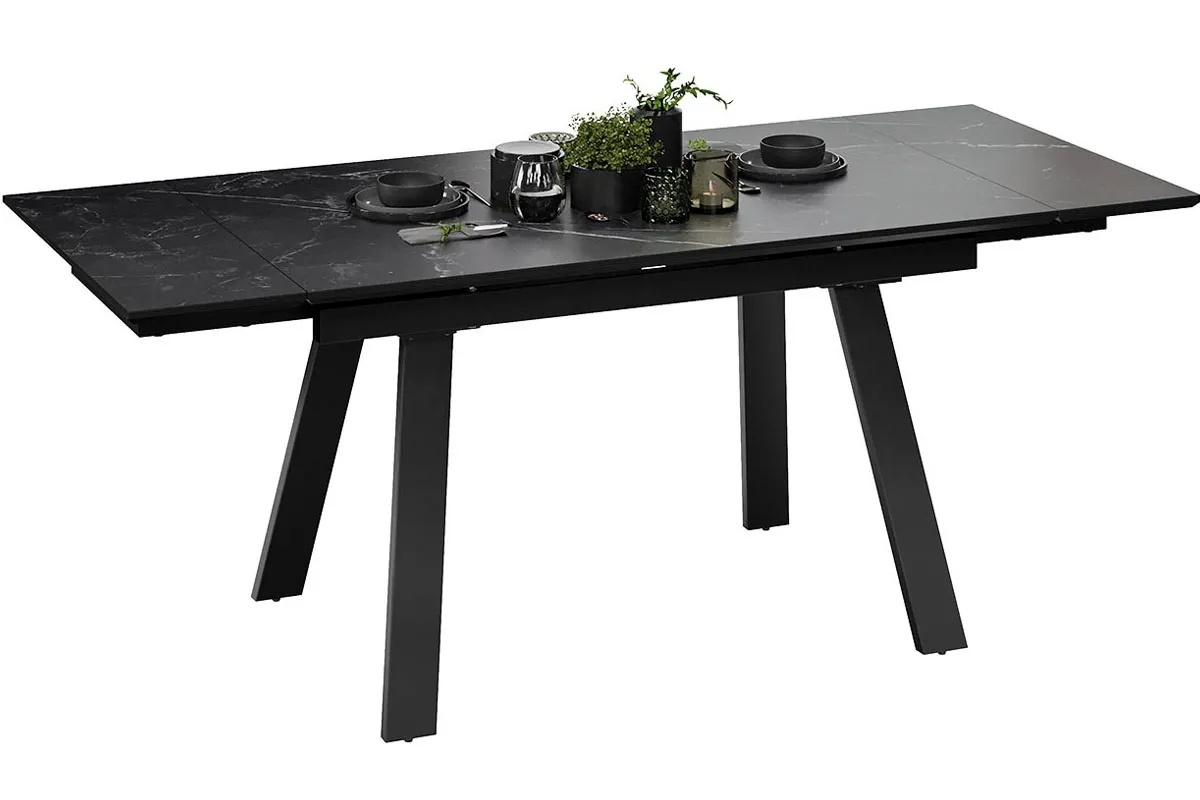 Стол обеденный Дэкстон Тип 1 (Черный муар/Керамика матовая/Черный мрамор) - купить в Озерце