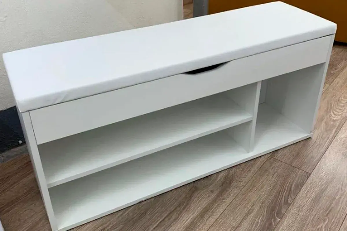 Тумба для обуви Лаки Тип 3 (Белый/Экокожа Белая) — Мебель-центр Озерцо