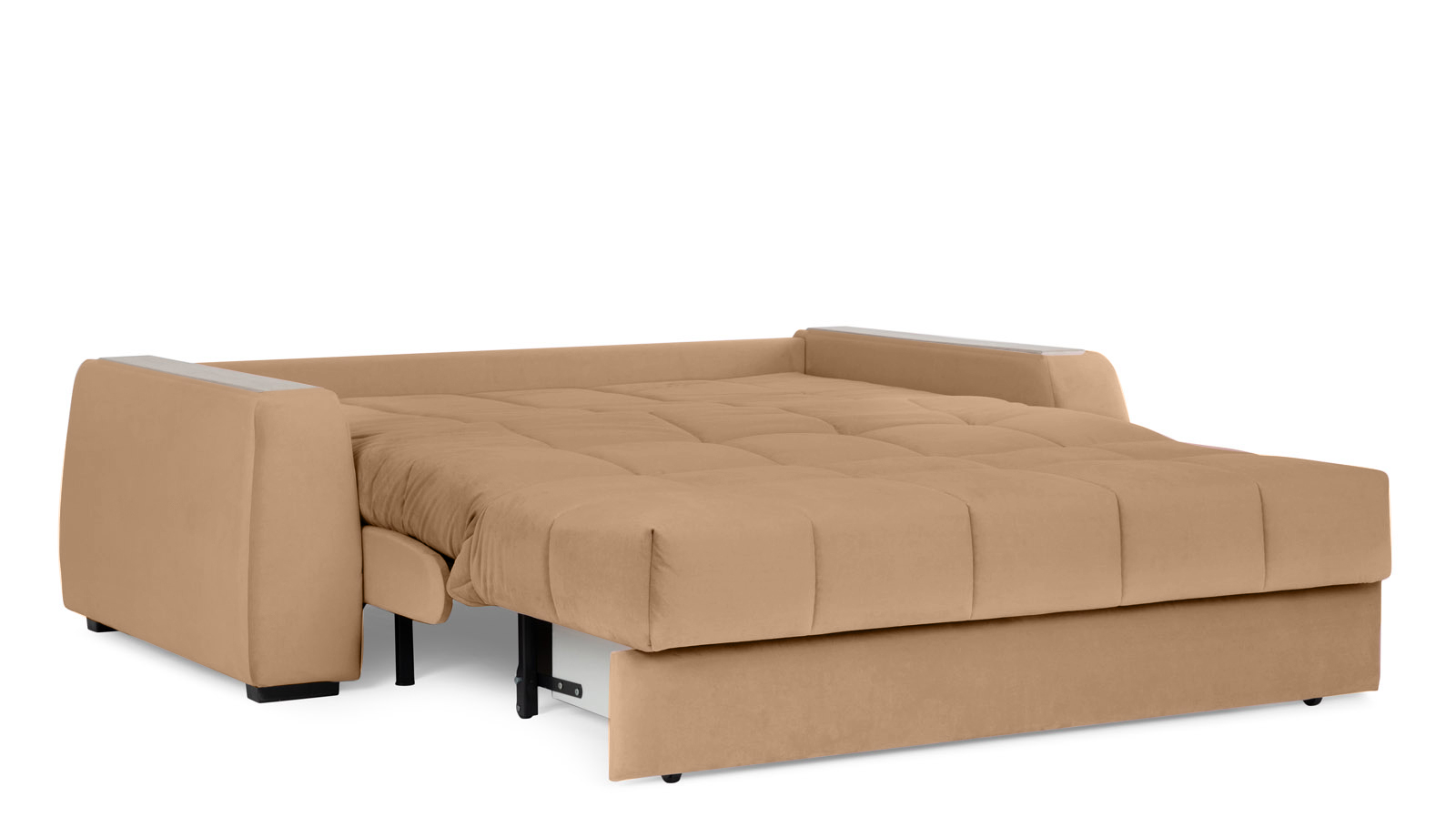 Диван - кровать Domo Pro с накладкой цвета ясень, стежка квадрат, ткань Casanova Beige 180x216 — в мебель-центре Озерцо