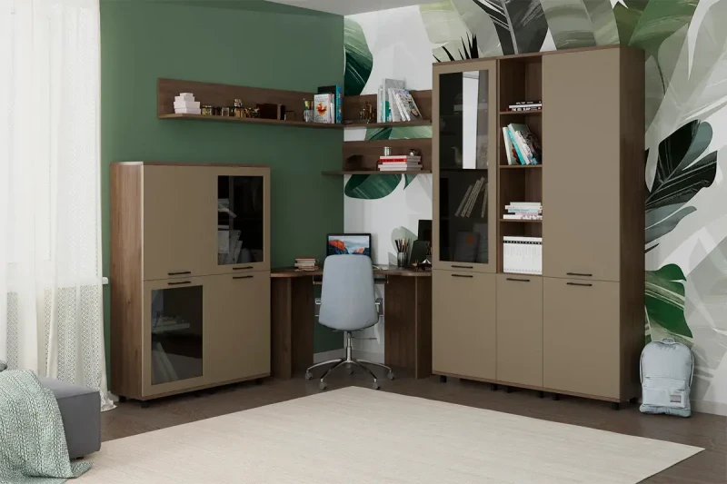 Детская Грейс композиция 6 (Гикори Джексон Темный/Латте Матовый) — Мебель-центр Озерцо