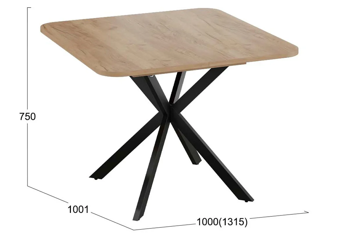 Стол обеденный Лиссабон раздвижной Тип 1 (Черный муар/Дуб Крафт золотой) - купить в Озерце