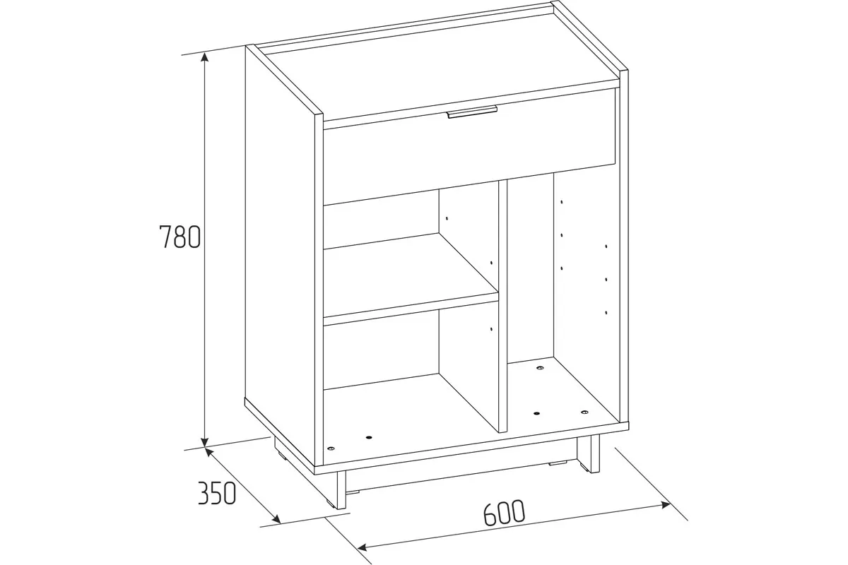 Тумба с ящиком Флекс 27 (Дуб Шавиниган) — Мебель-центр Озерцо