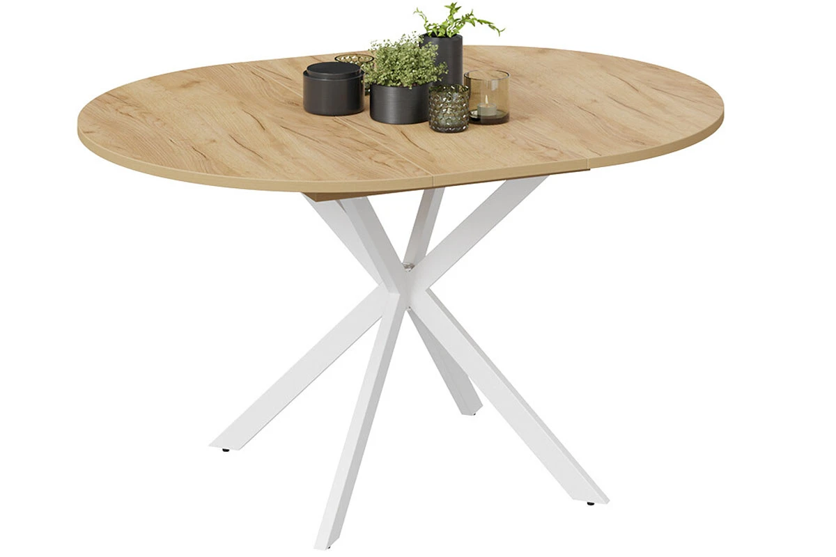 Стол обеденный Мэдисон раздвижной Тип 1 (Белый муар/Дуб Крафт золотой) - купить в Озерце