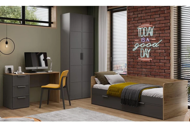 Набор детской мебели Стелла стандартный ГН-402.000 (Серый вулкан/Фон Серый/Яблоня Беллуно) — Мебель-центр Озерцо