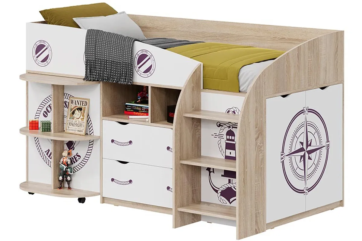Кровать комбинированная Немо (Дуб Сонома/Белый) - купить в Озерце
