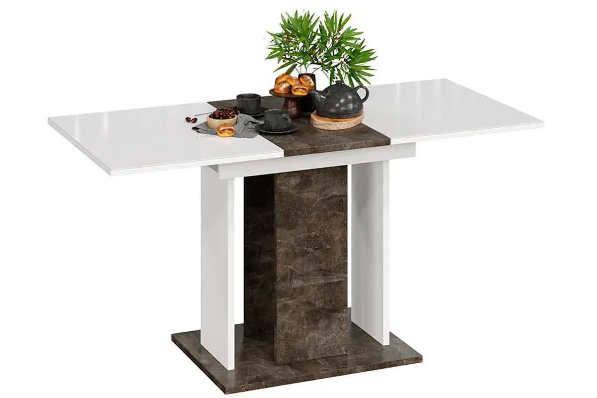 Стол раздвижной Кёльн Тип 1 (Ателье темный/Белый/Стекло белый глянец) - купить в Озерце