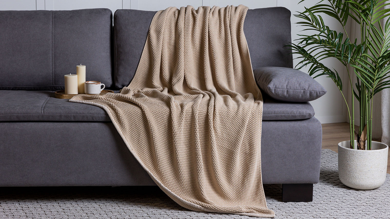 Плед вязаный Universal (петля), цвет кремовый 130x180 в мебель-центре Озерцо