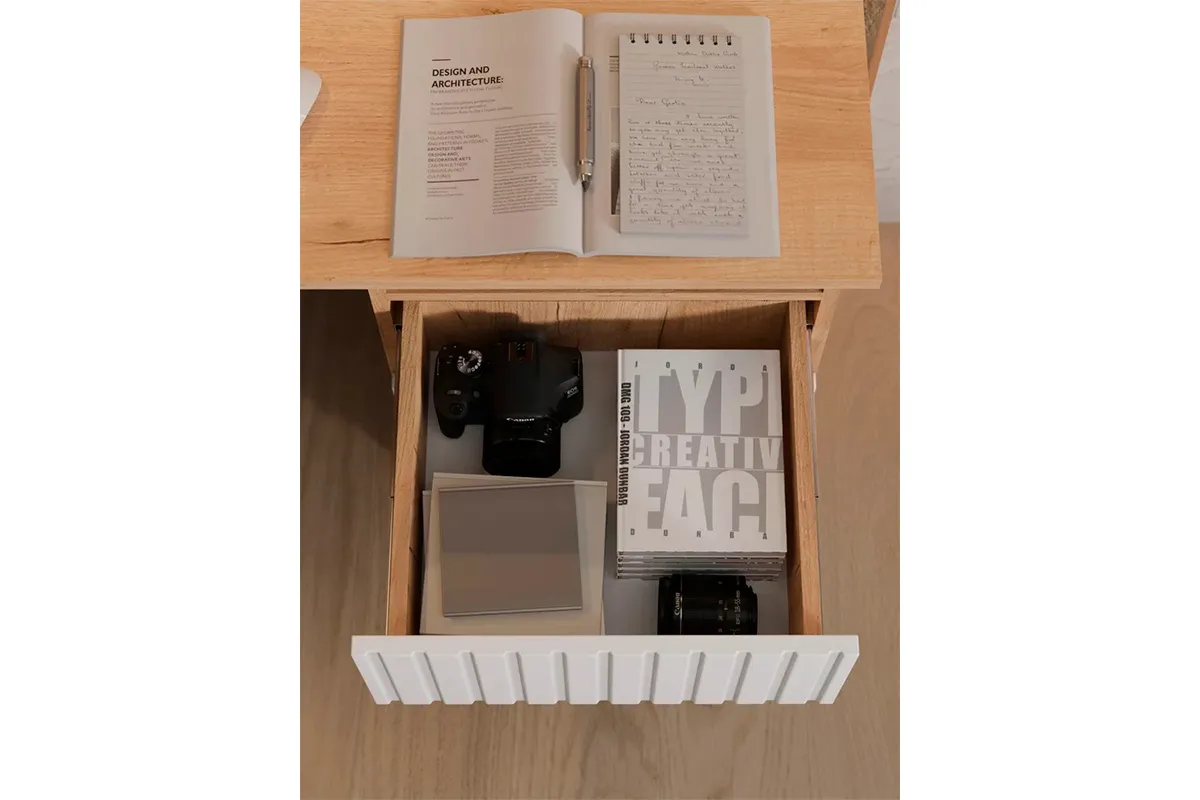 Стол письменный Хилтон Тип 1 (Дуб Крафт Золотой/Белый матовый) — Мебель-центр Озерцо