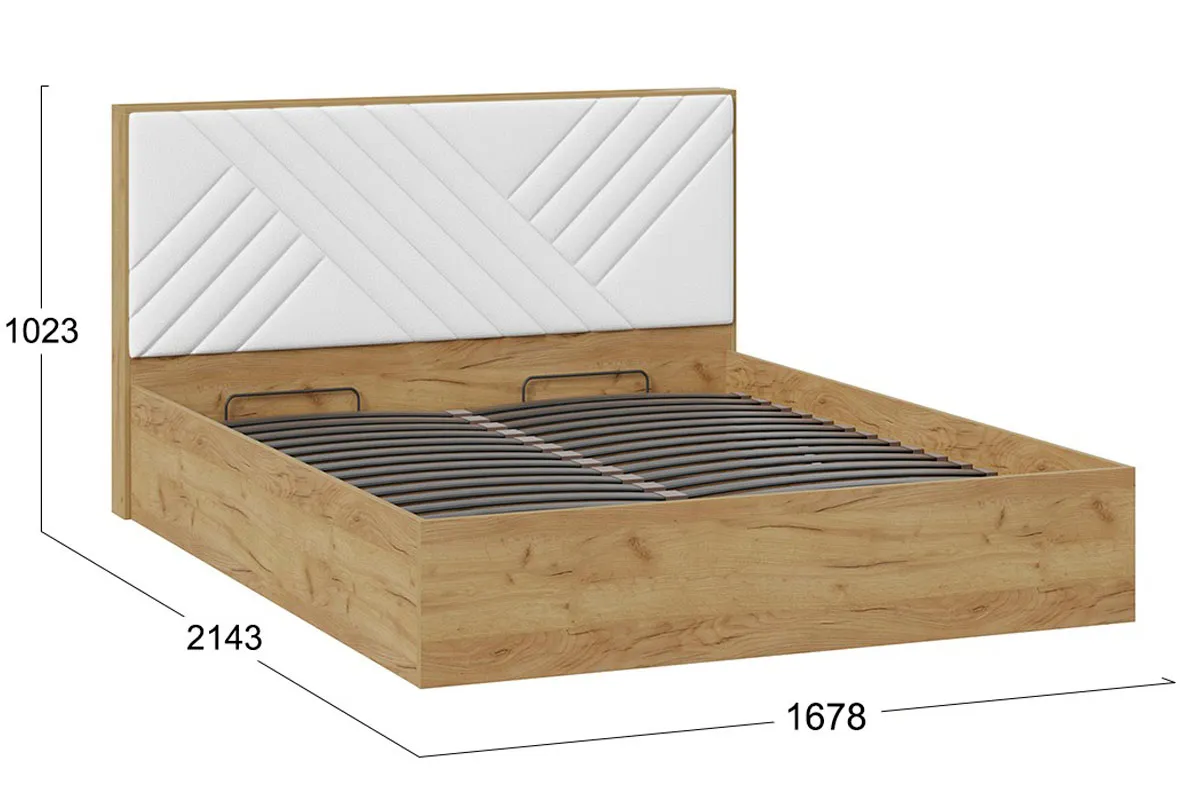 Кровать универсальная Хилтон Тип 1 с ПМ 160х200 (Дуб крафт золотой/Белый) - купить в Озерце