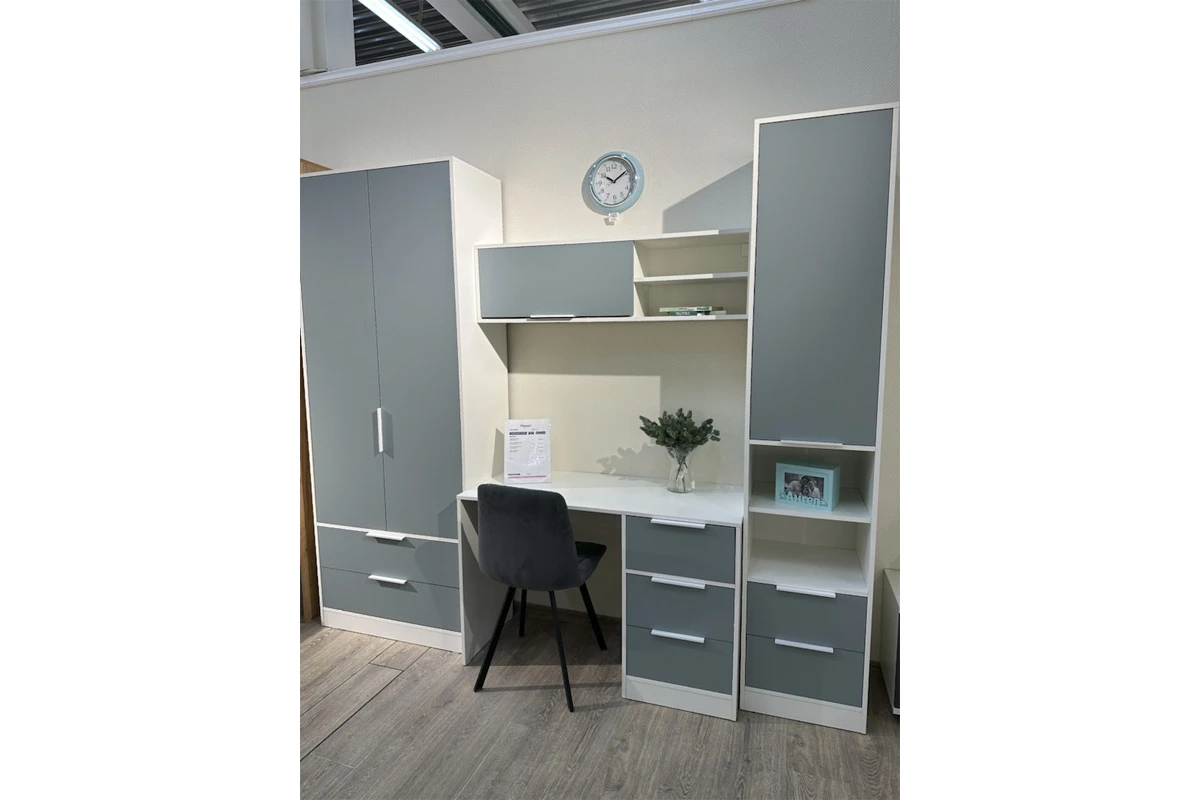 Стол письменный Марли Тип 1 (Белый/Серо-голубой) — Мебель-центр Озерцо