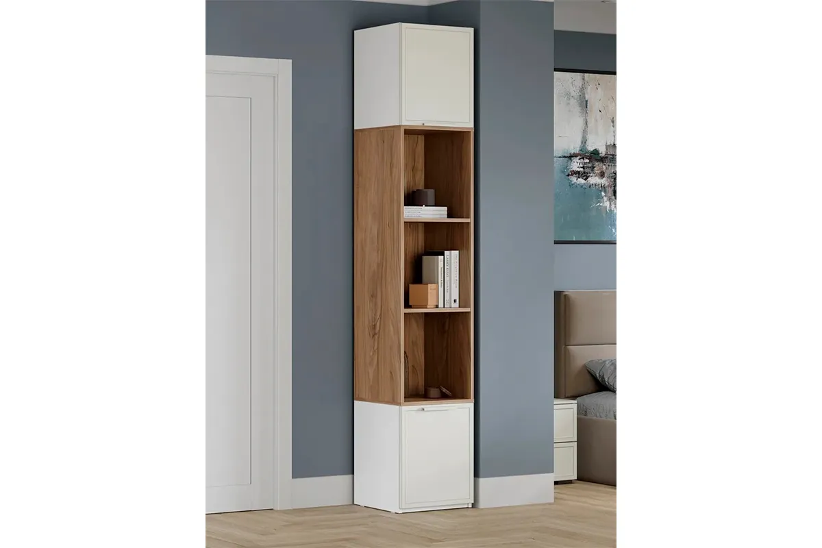 Шкаф комбинированный Стелла Исп.2 (Белый Холст/Белый Жемчуг/Яблоня Беллуно) в мебель-центре Озерцо