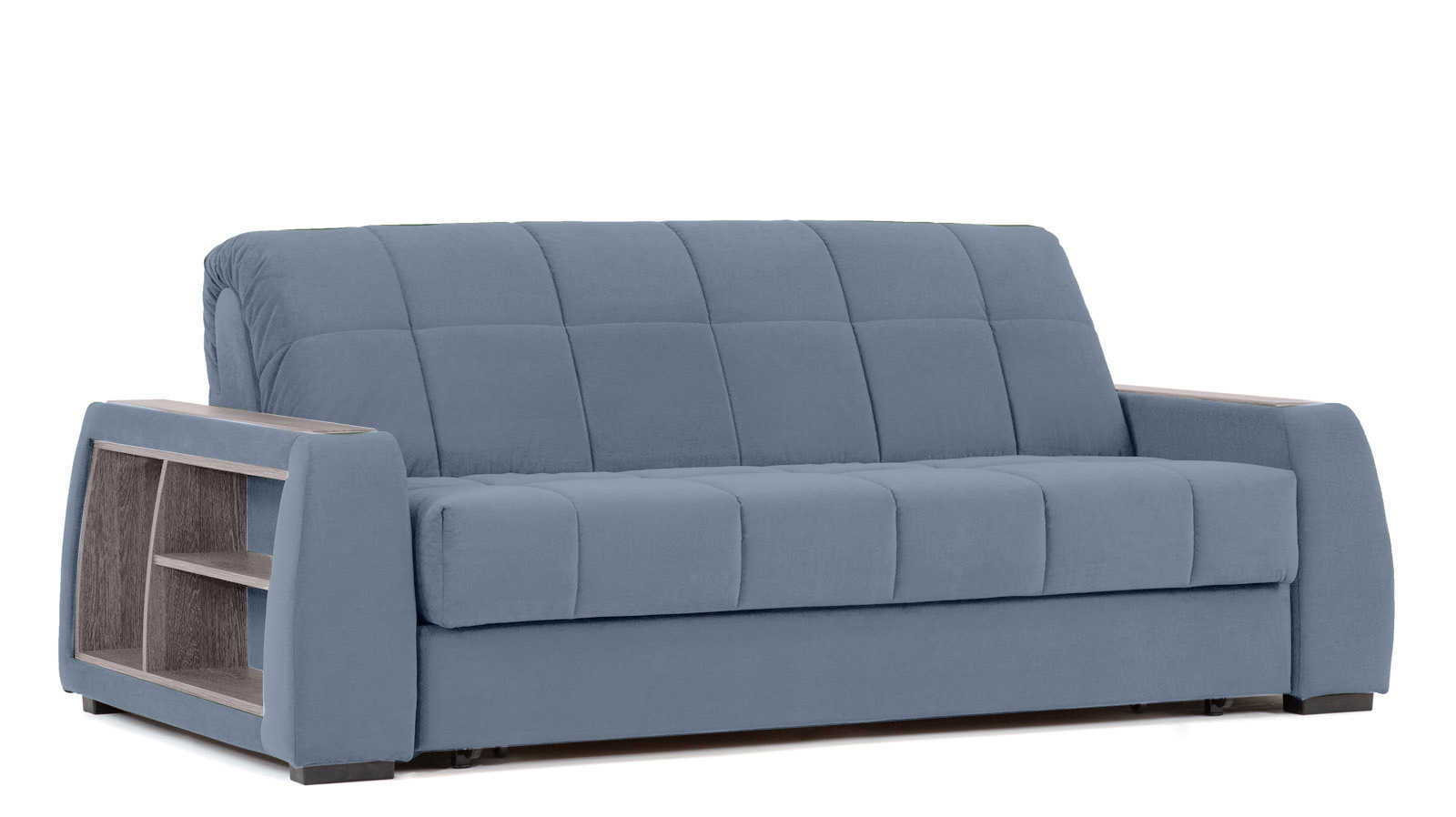 Диван - кровать Domo Pro с полками цвета ясень, стежка квадрат, ткань Casanova Ice 140x216 — в мебель-центре Озерцо