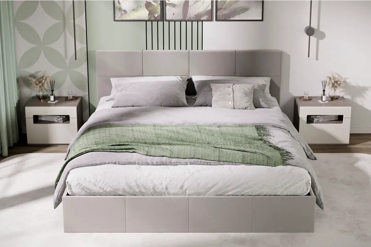 Кровать Лора с ПМ и заглушиной 180х200 (Велюр / Confetti Smoke) - купить в Озерце