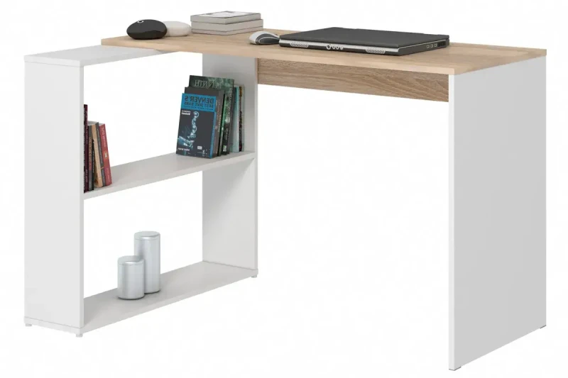 Стол письменный Лаки тип 3 (Дуб Сонома/Белый) — Мебель-центр Озерцо