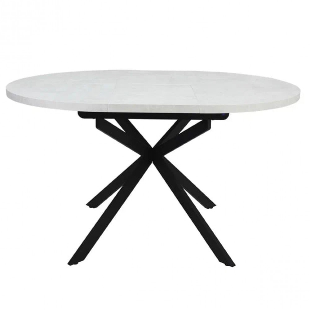 Стол ПАРМА круглый d100/135 лайт бетон/муар черный - купить в Озерце