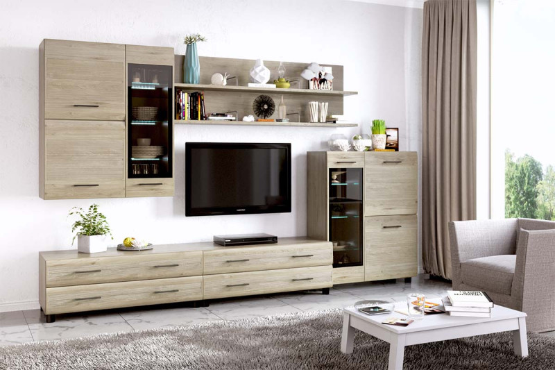 Гостиная Камелия-6 (Гикори Джексон Светлый) — Мебель-центр Озерцо