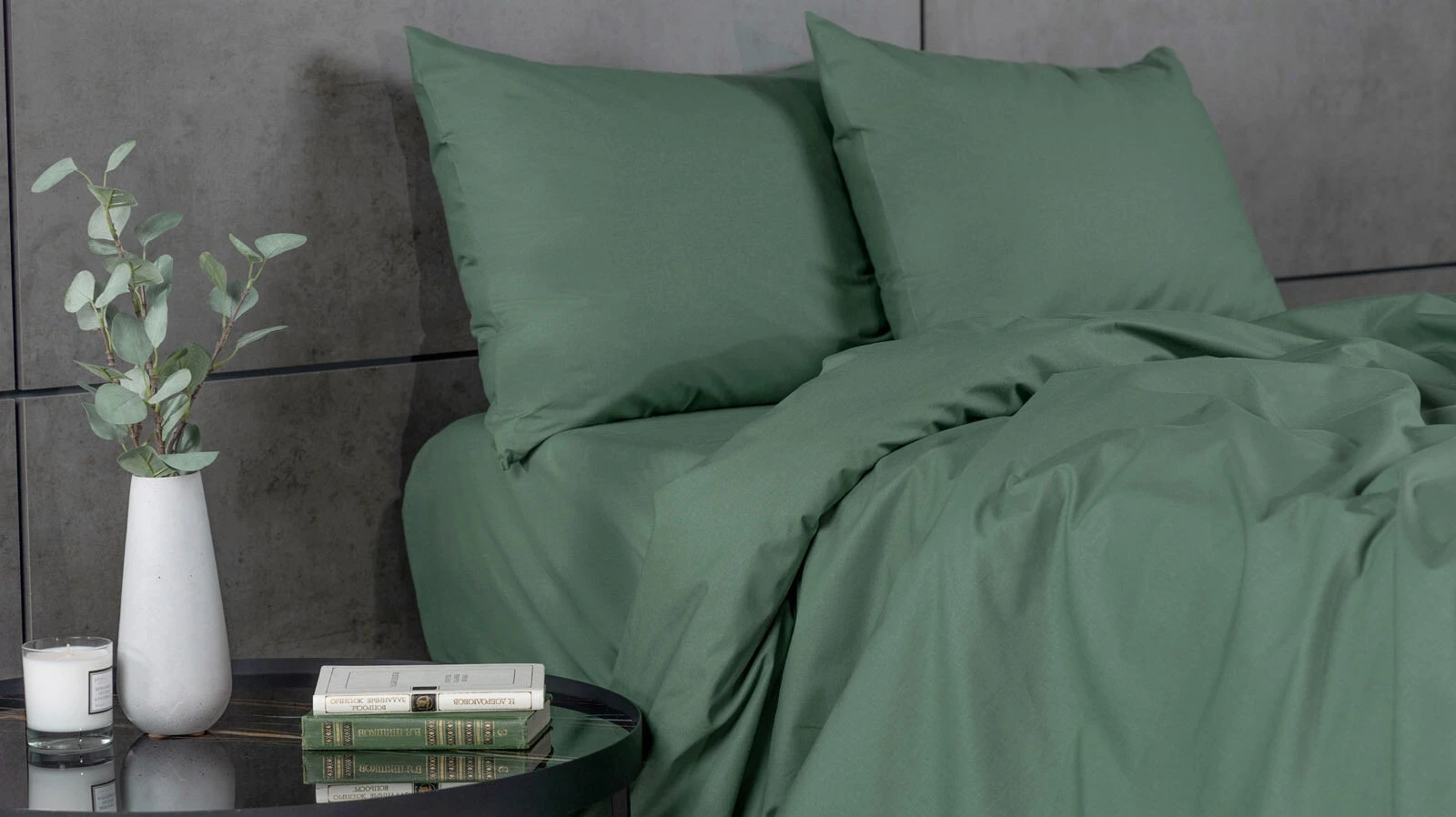 Постельное белье Comfort Cotton, цвет: Зеленый (евро) 200x220, без простыни в мебель-центре Озерцо