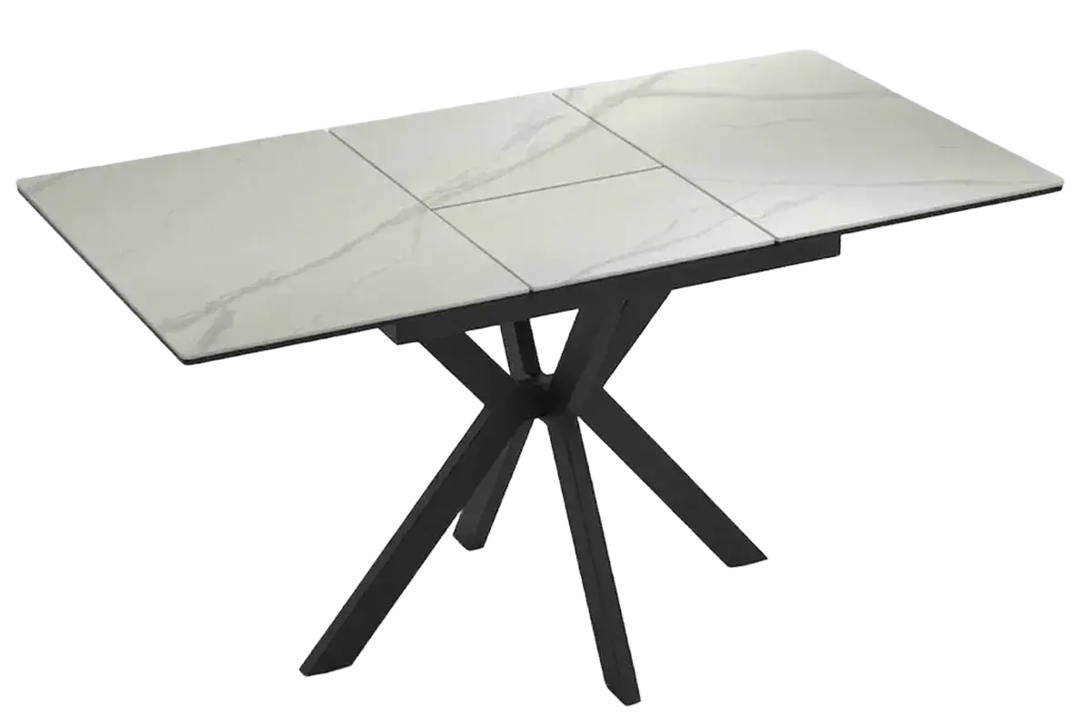 Стол обеденный Комильфо Мини (Керамика YB9020023B Matte Белый мрамор / МДФ черный кварц / Черный) - купить в Озерце