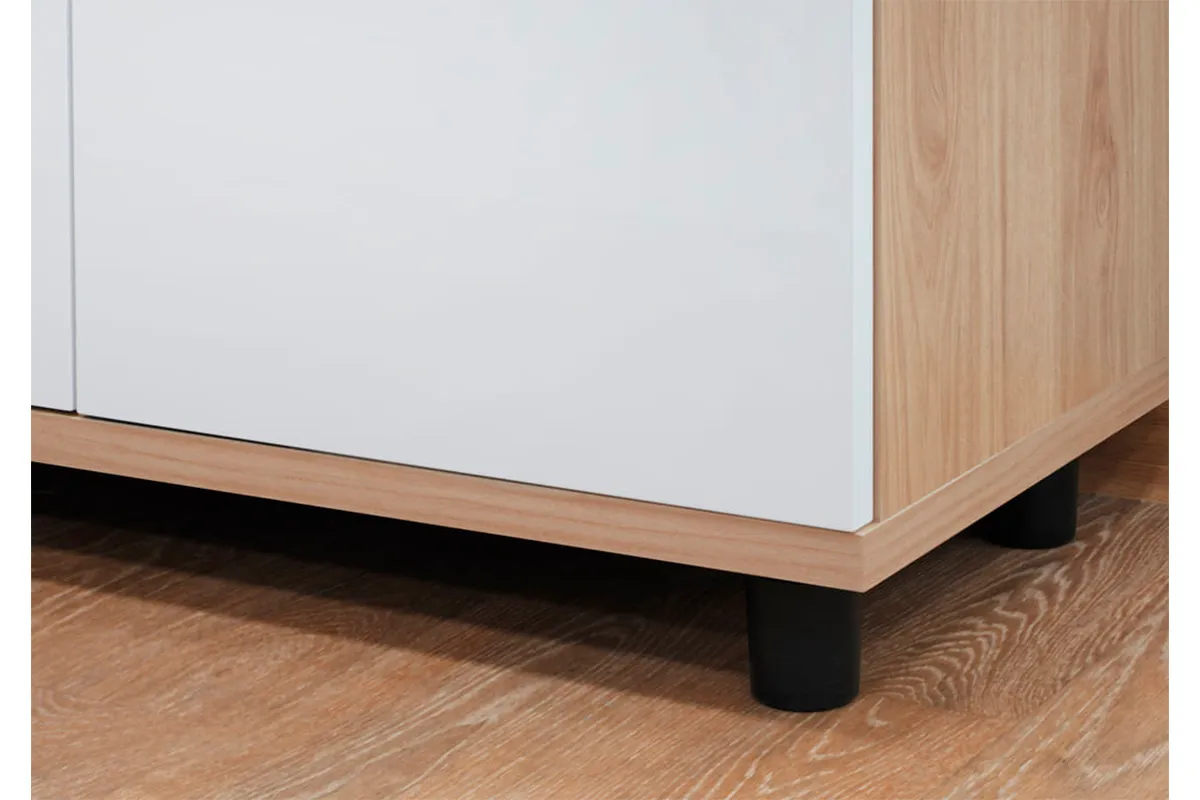 Тумба ТБ-5017-ГС-БГ (Гикори Джексон Светлый/Белый Бриллиант Глянцевый) — Мебель-центр Озерцо