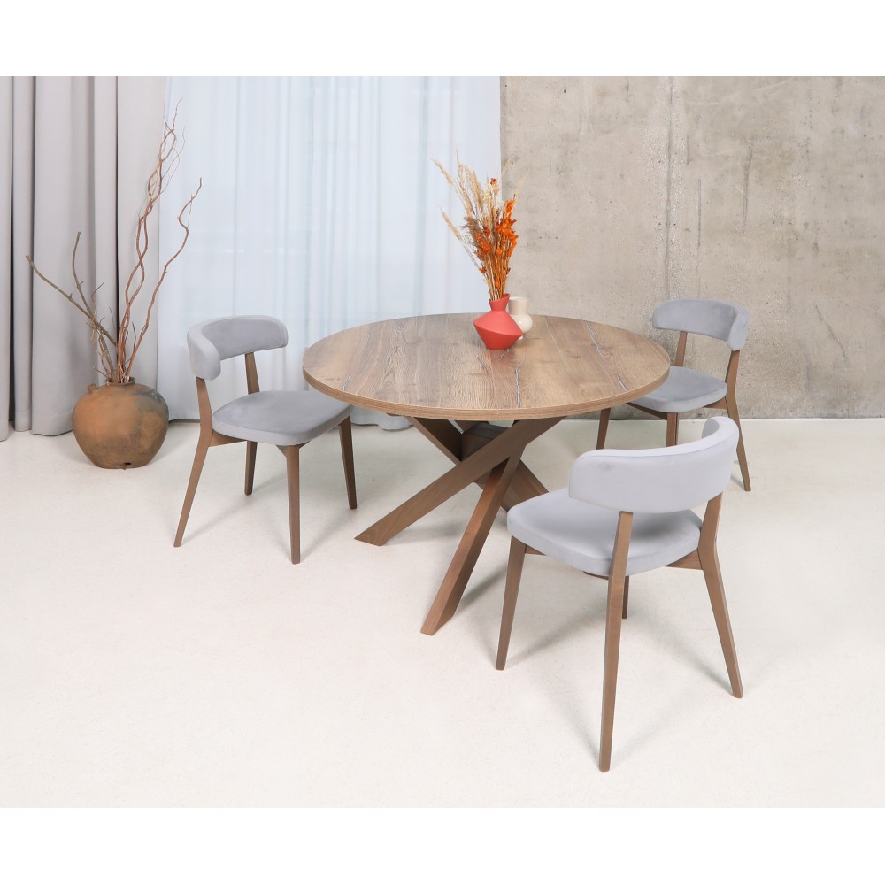 Стол ПАЛЕРМО круглый дуб олово/дуб олово - купить в Озерце