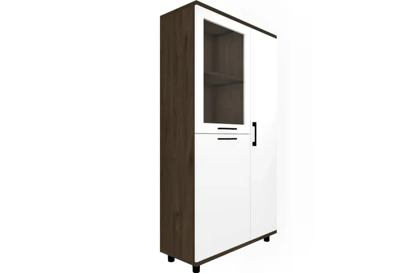 Шкаф многоцелевой ШК-5083-ГТ-БГ (Гикори Джексон Темный/Белый Бриллиант Глянцевый в мебель-центре Озерцо