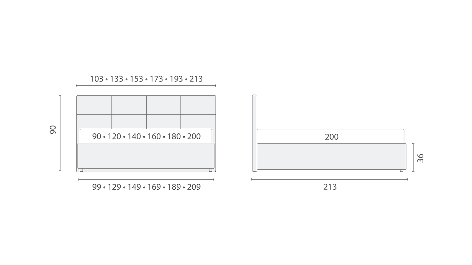 Комплект кровать Vanessa Nova, Casanova Grey + матрас COMFORT PLUS 180x200 - купить в Озерце