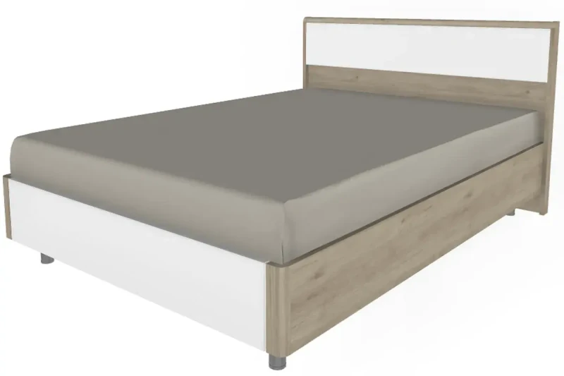 Кровать КР-5002-ГС-БГ (Гикори Джексон Светлый/Белый Бриллиант Глянцевый) - купить в Озерце