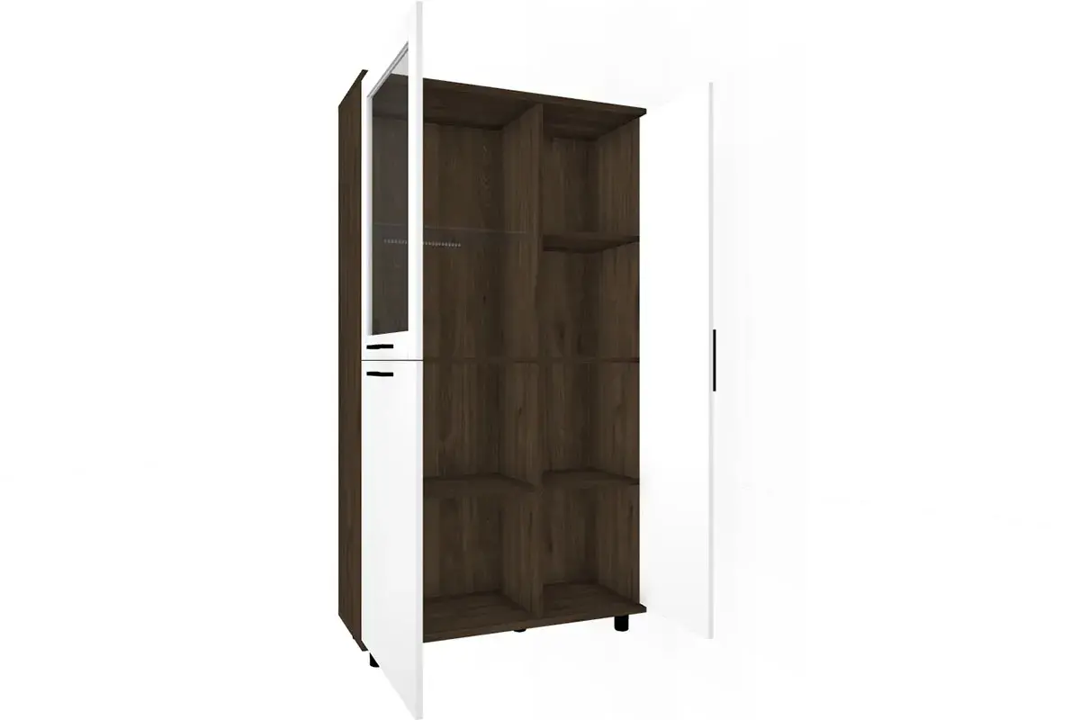 Шкаф многоцелевой ШК-5084-ГТ-БГ (Гикори Джексон Темный/Белый Бриллиант Глянцевый) в мебель-центре Озерцо