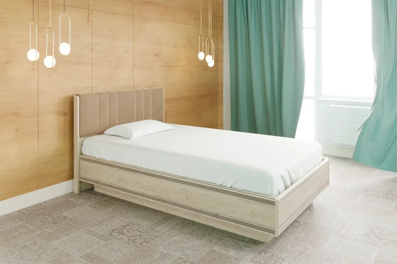 Кровать КР-1012-ГС-В с ПМ 140х200 (Гикори Джексон светлый/Велюр) - купить в Озерце